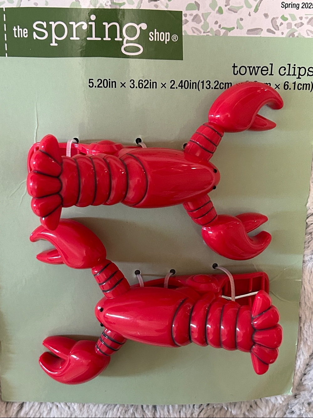 The Spring Shop Red Lobster Towel Clips - 2 Pair-2 Clips- Beach Towel Clips NEW